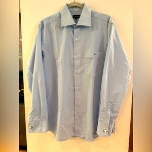 Emporio Armani Blue Dress Shirt Classic Spread Collar NEW